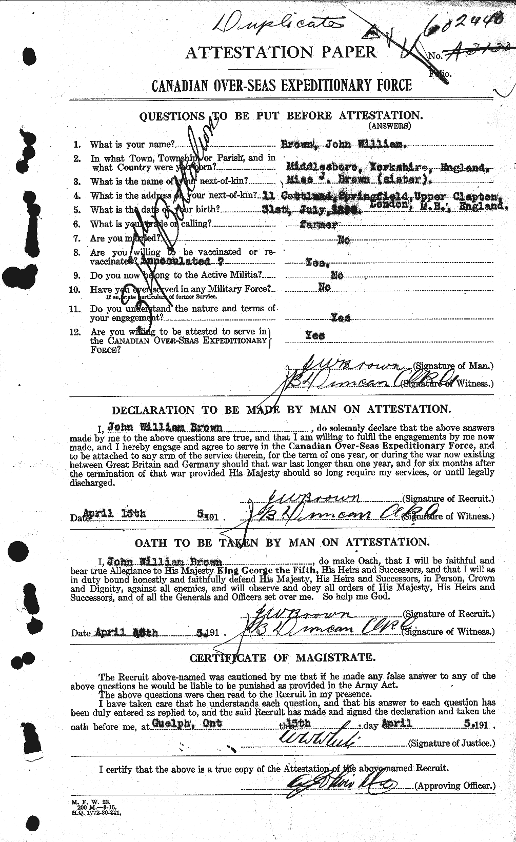 Personnel Records of the First World War - CEF 265907a
