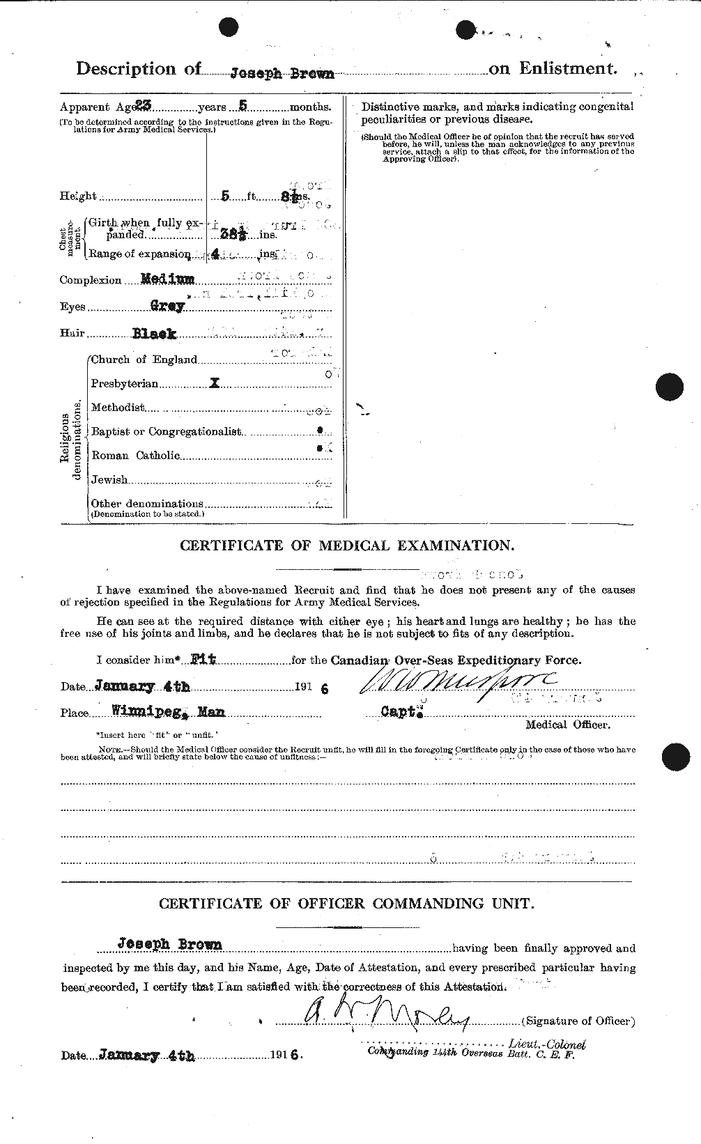 Dossiers du Personnel de la Première Guerre mondiale - CEC 265927b