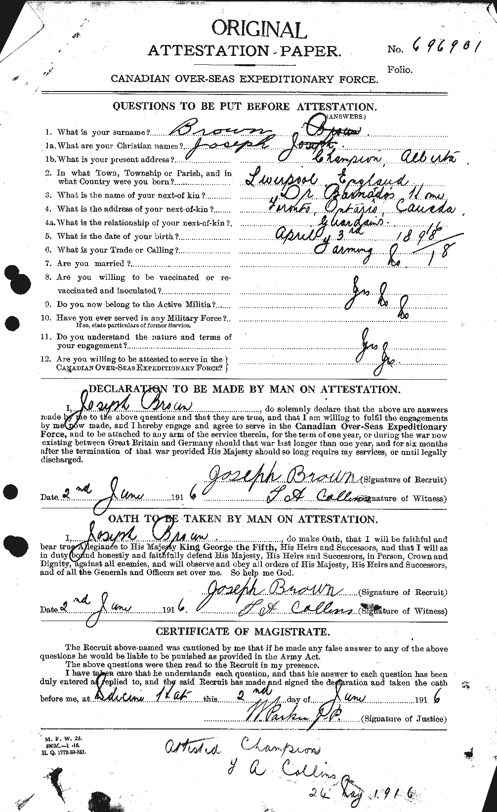 Personnel Records of the First World War - CEF 265945a