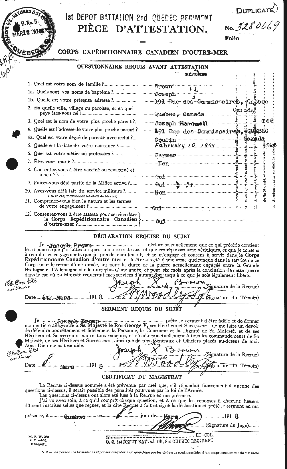 Personnel Records of the First World War - CEF 265946a
