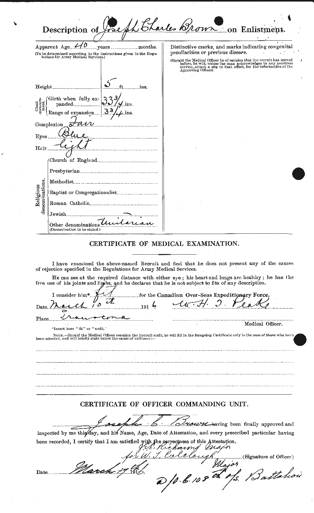 Dossiers du Personnel de la Première Guerre mondiale - CEC 265962b