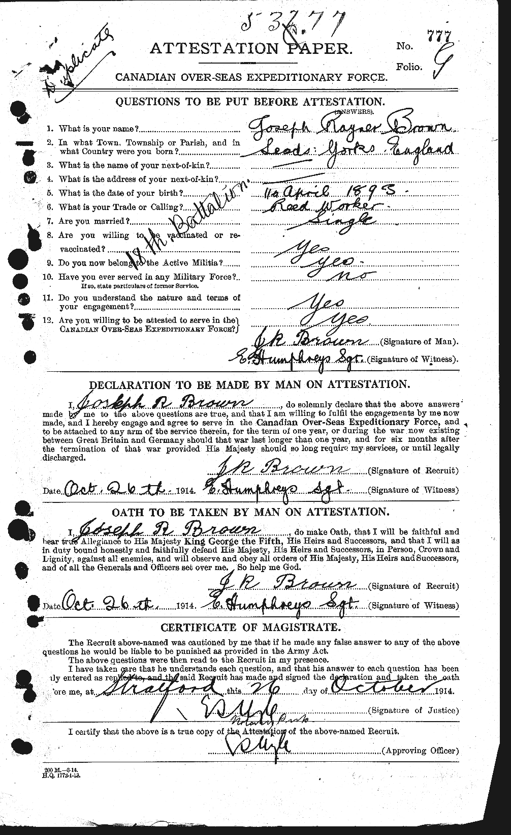 Personnel Records of the First World War - CEF 266235a
