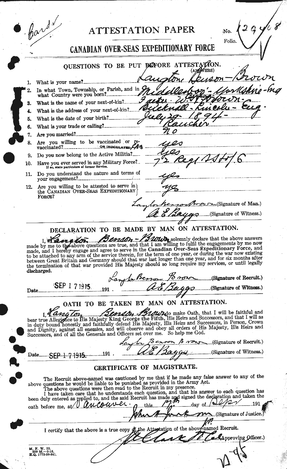 Personnel Records of the First World War - CEF 266253a