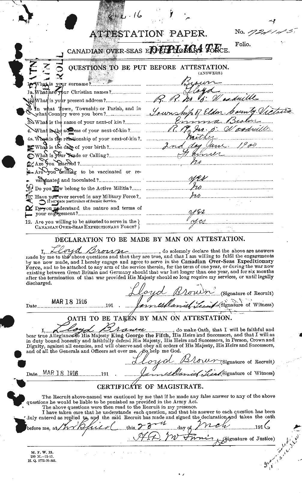 Personnel Records of the First World War - CEF 266325a