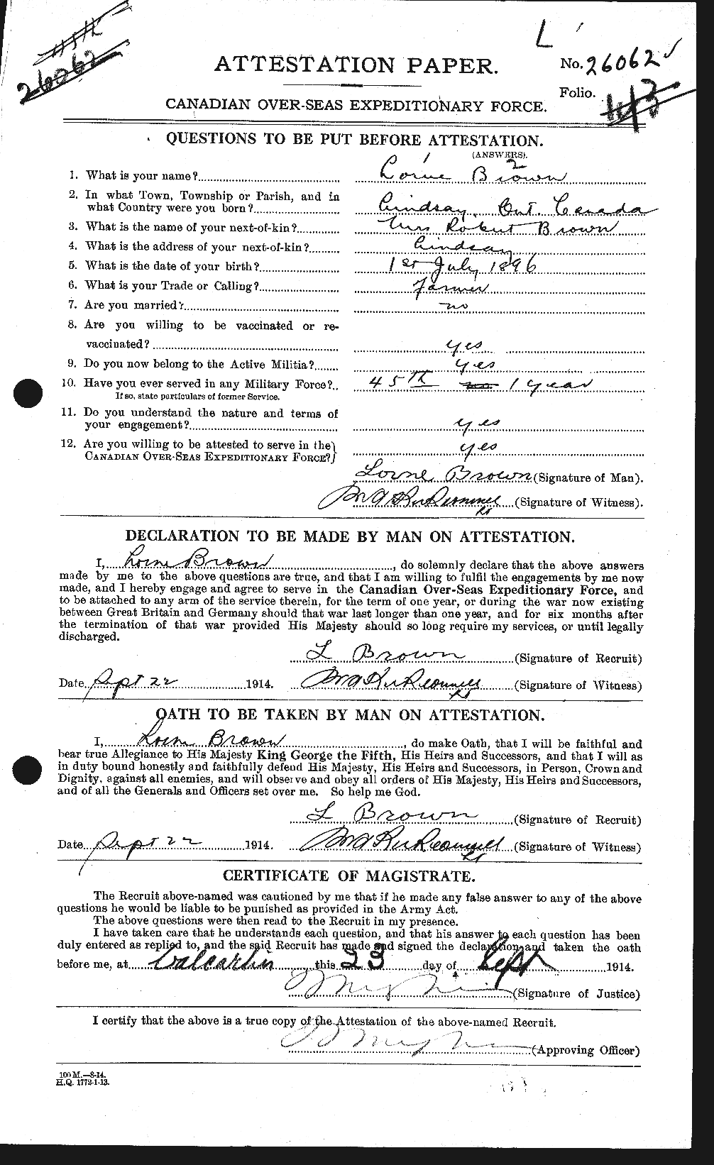 Personnel Records of the First World War - CEF 266331a