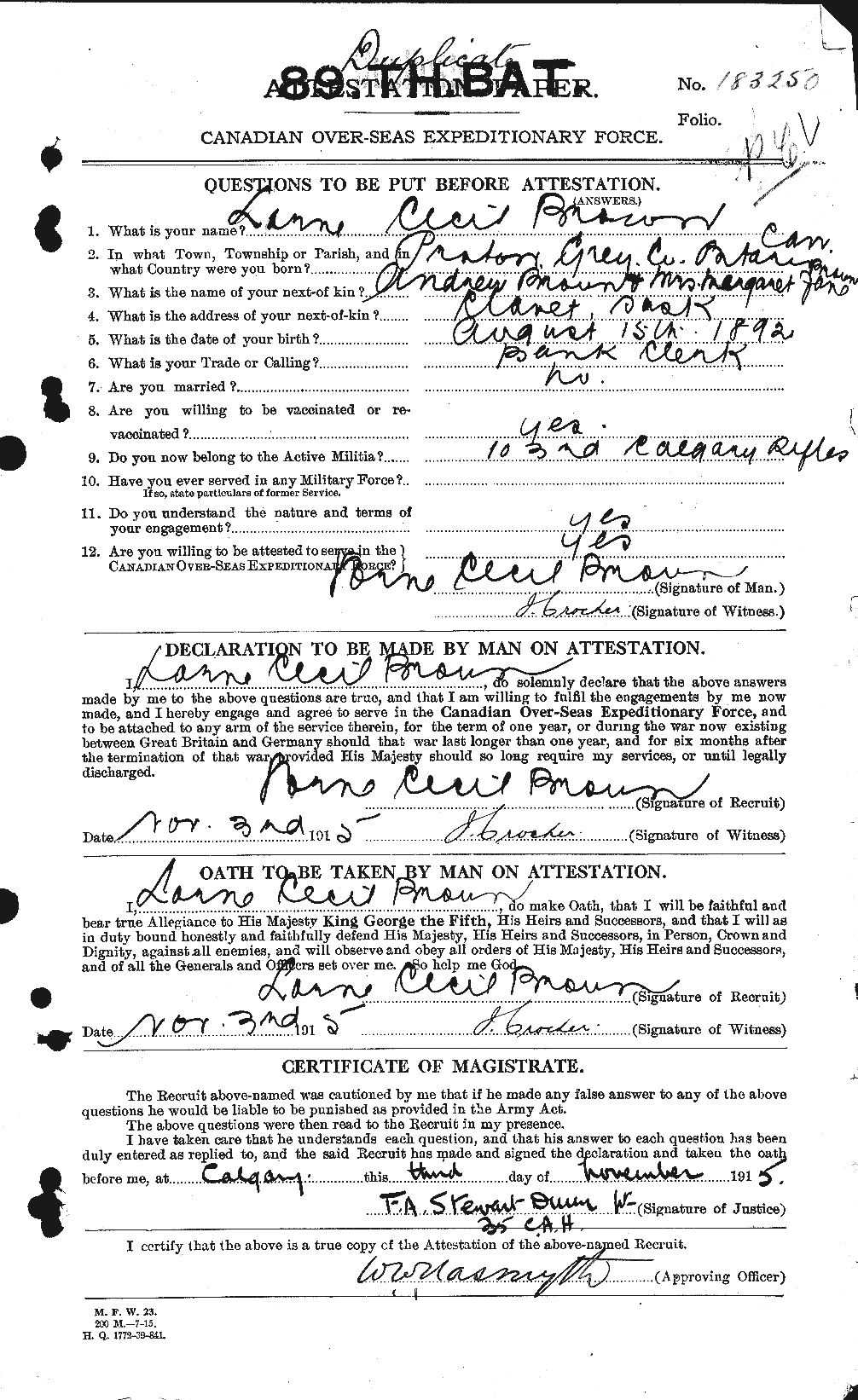 Personnel Records of the First World War - CEF 266335a