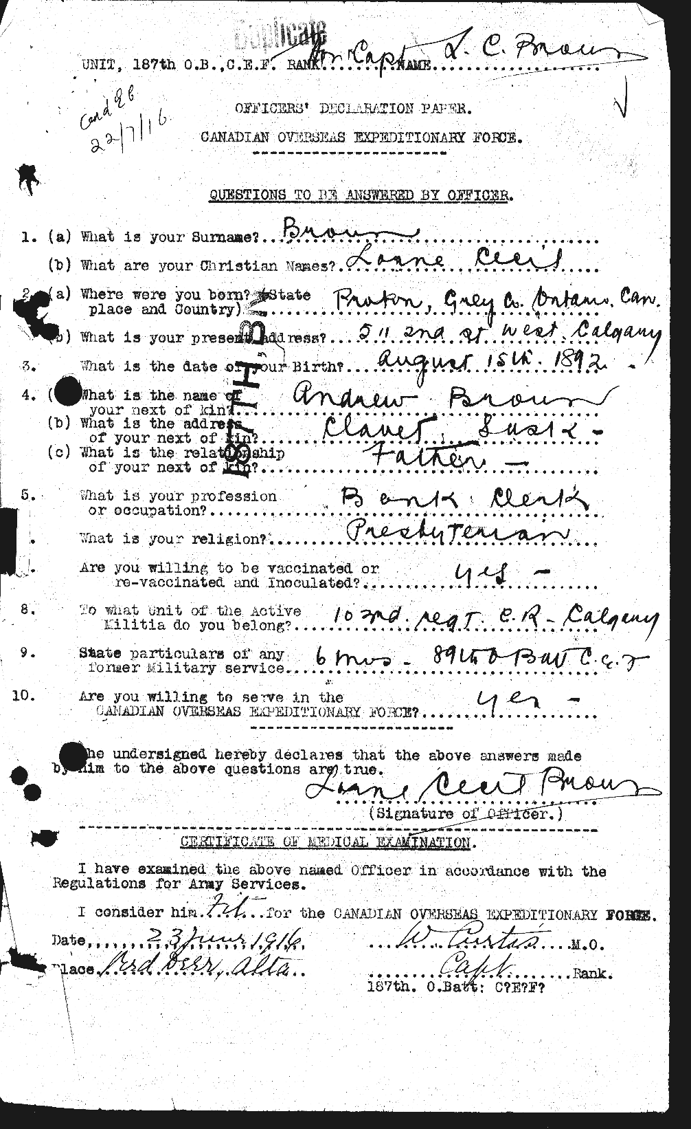 Personnel Records of the First World War - CEF 266336a