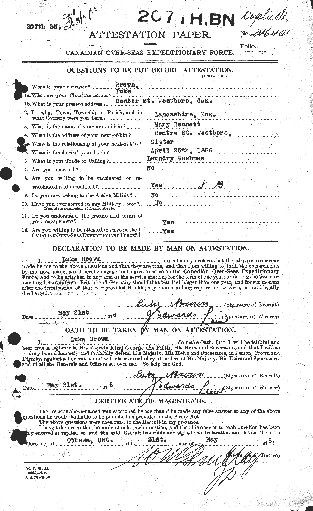 Personnel Records of the First World War - CEF 266342a