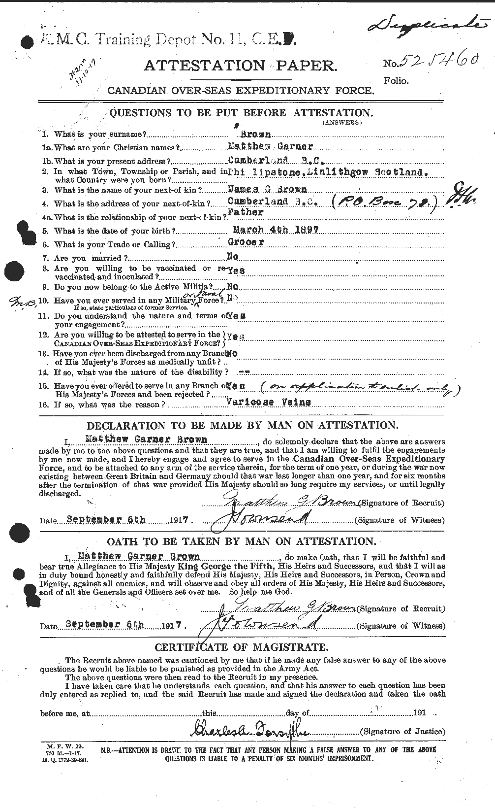 Personnel Records of the First World War - CEF 266370a