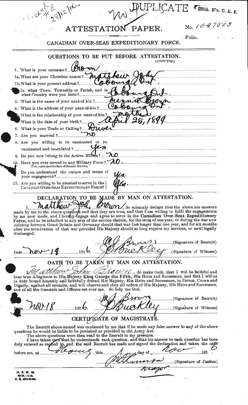 Personnel Records of the First World War - CEF 266371a