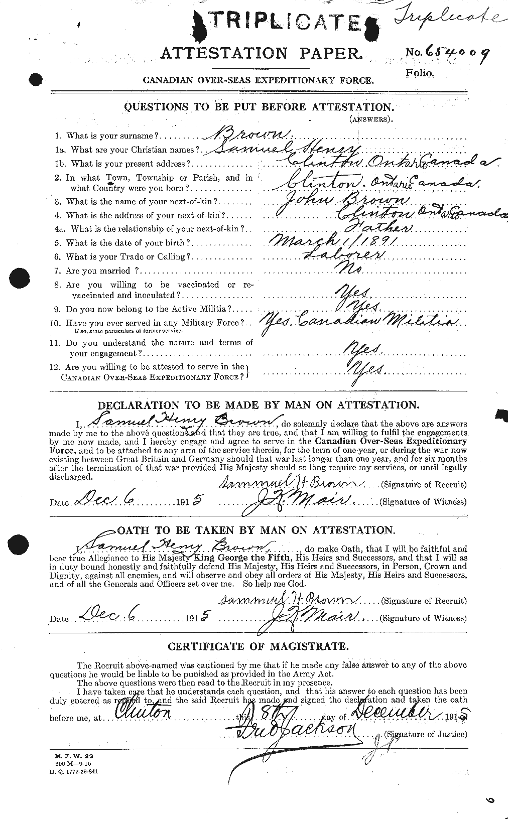 Personnel Records of the First World War - CEF 266393a