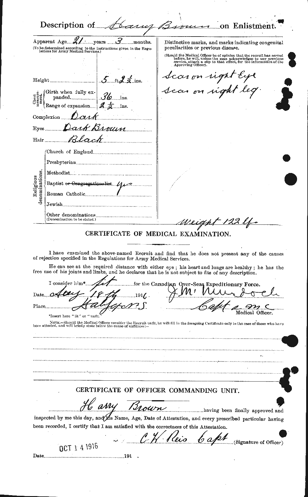 Dossiers du Personnel de la Première Guerre mondiale - CEC 266743b