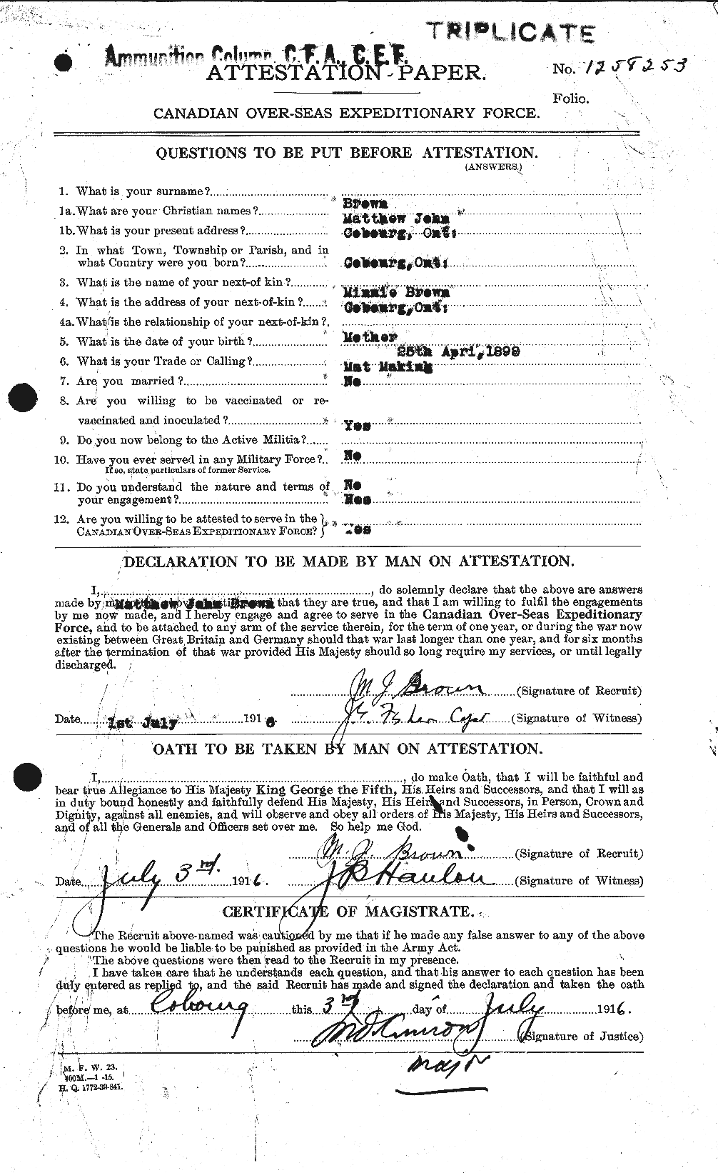 Personnel Records of the First World War - CEF 267038a