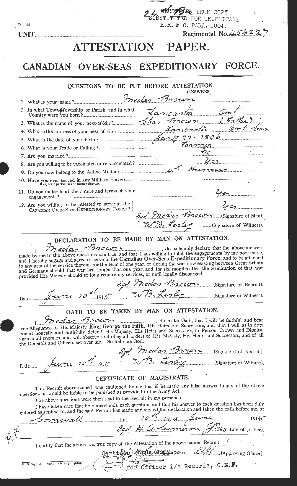Personnel Records of the First World War - CEF 267051a