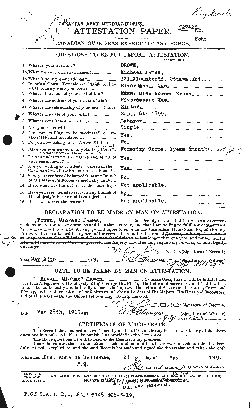 Personnel Records of the First World War - CEF 267062a