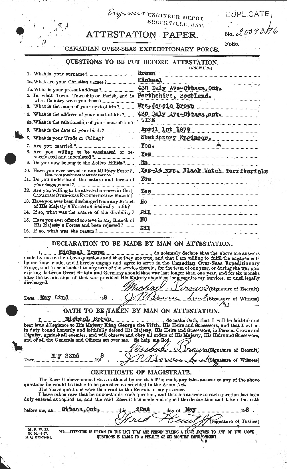Personnel Records of the First World War - CEF 267065a