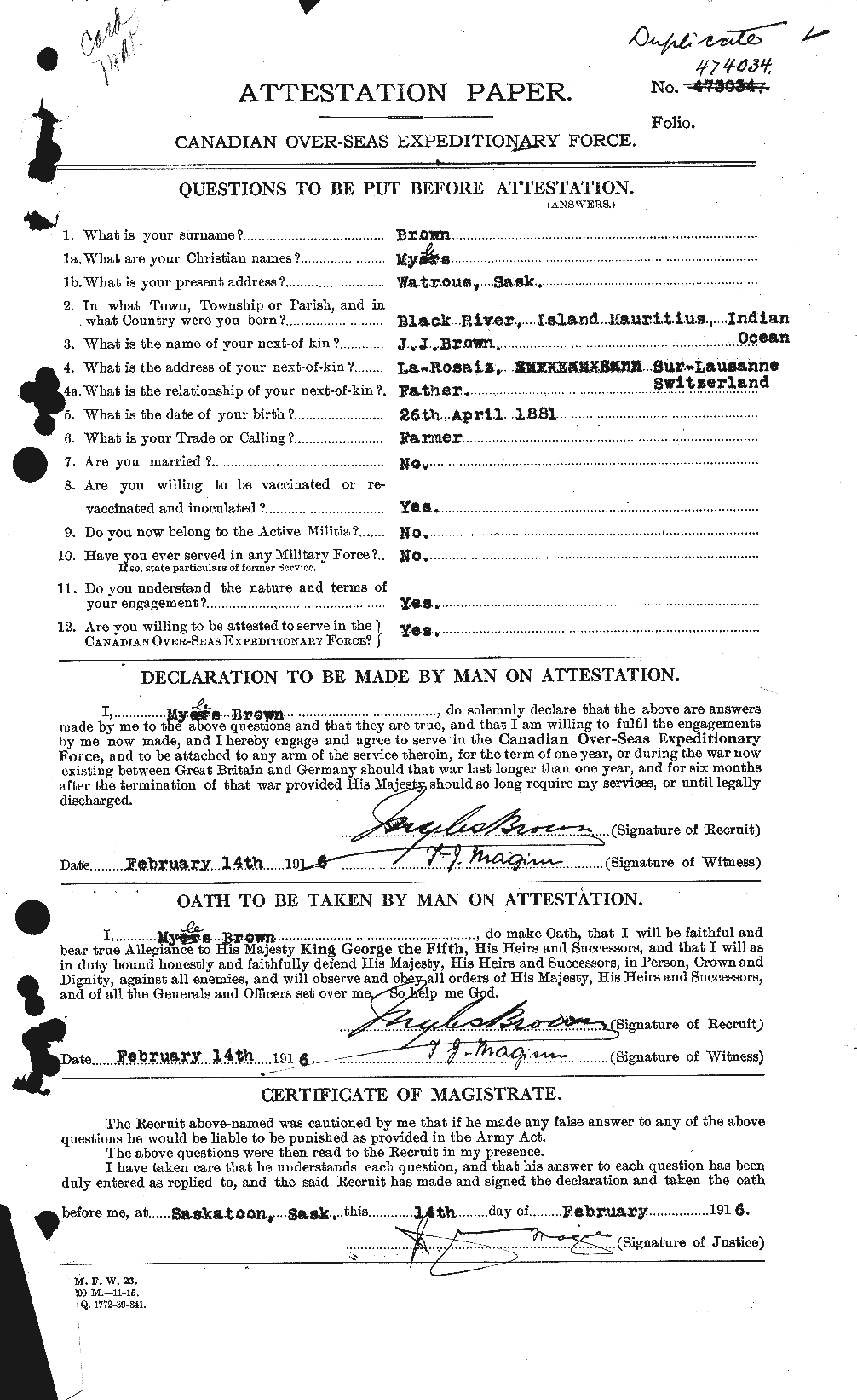 Personnel Records of the First World War - CEF 267082a