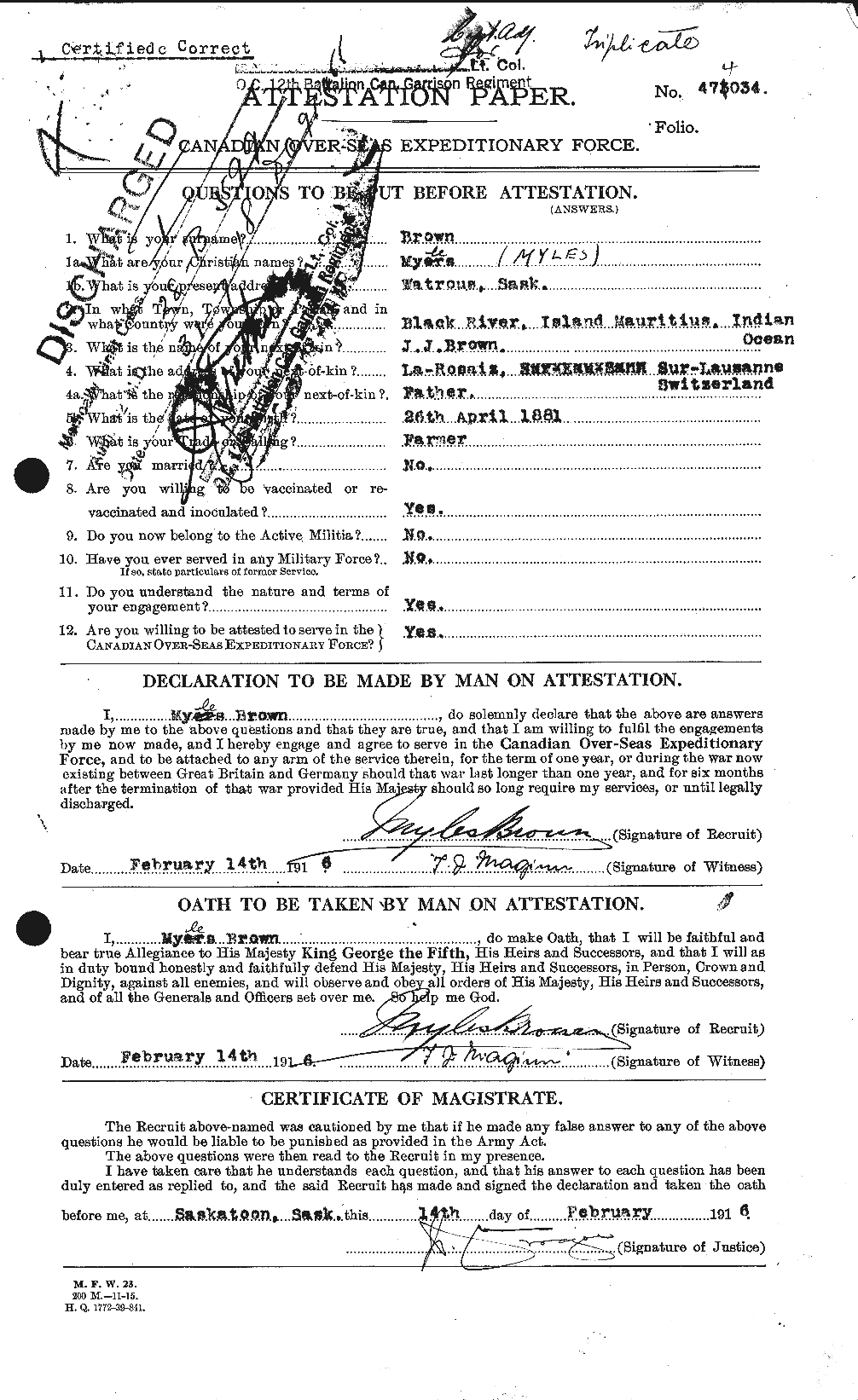 Personnel Records of the First World War - CEF 267083a