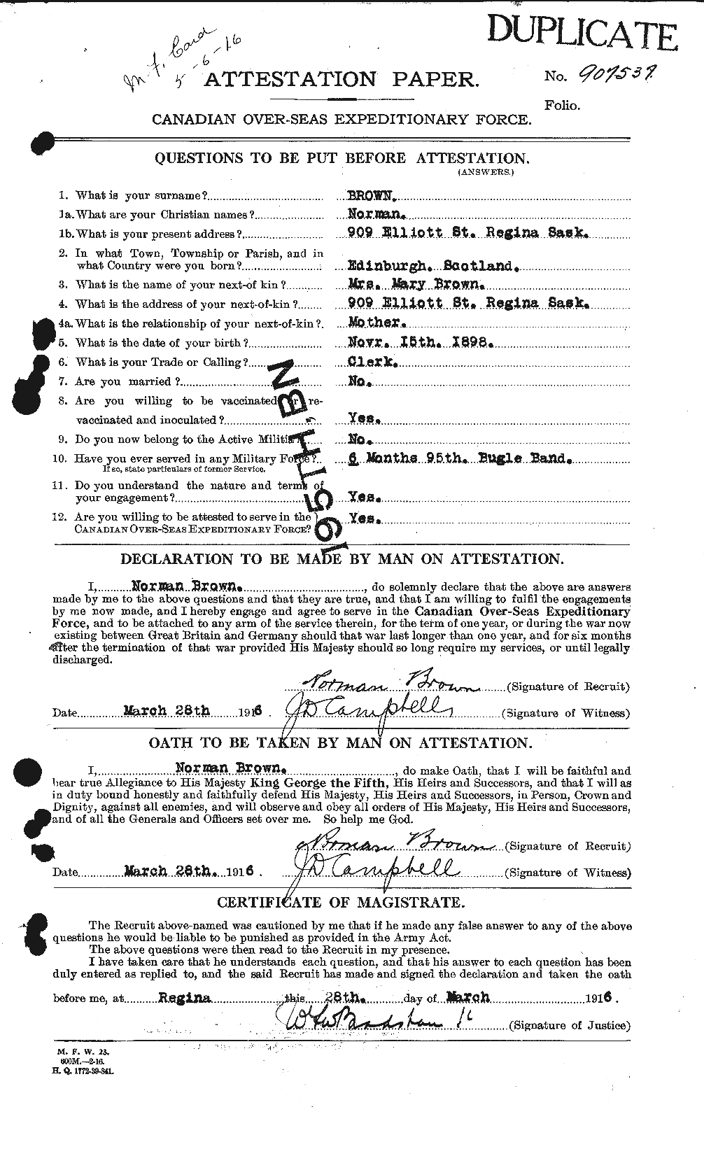 Personnel Records of the First World War - CEF 267100a