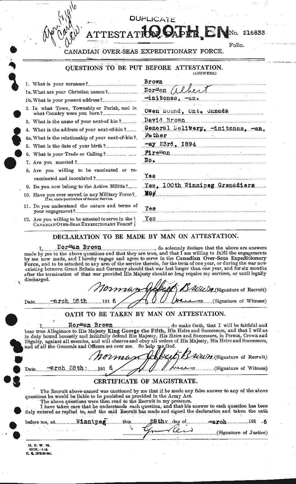 Personnel Records of the First World War - CEF 267106a
