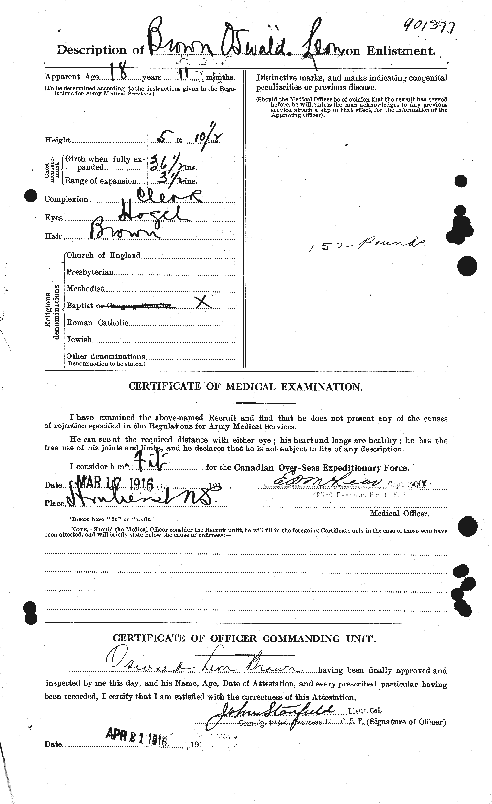 Dossiers du Personnel de la Première Guerre mondiale - CEC 267143b