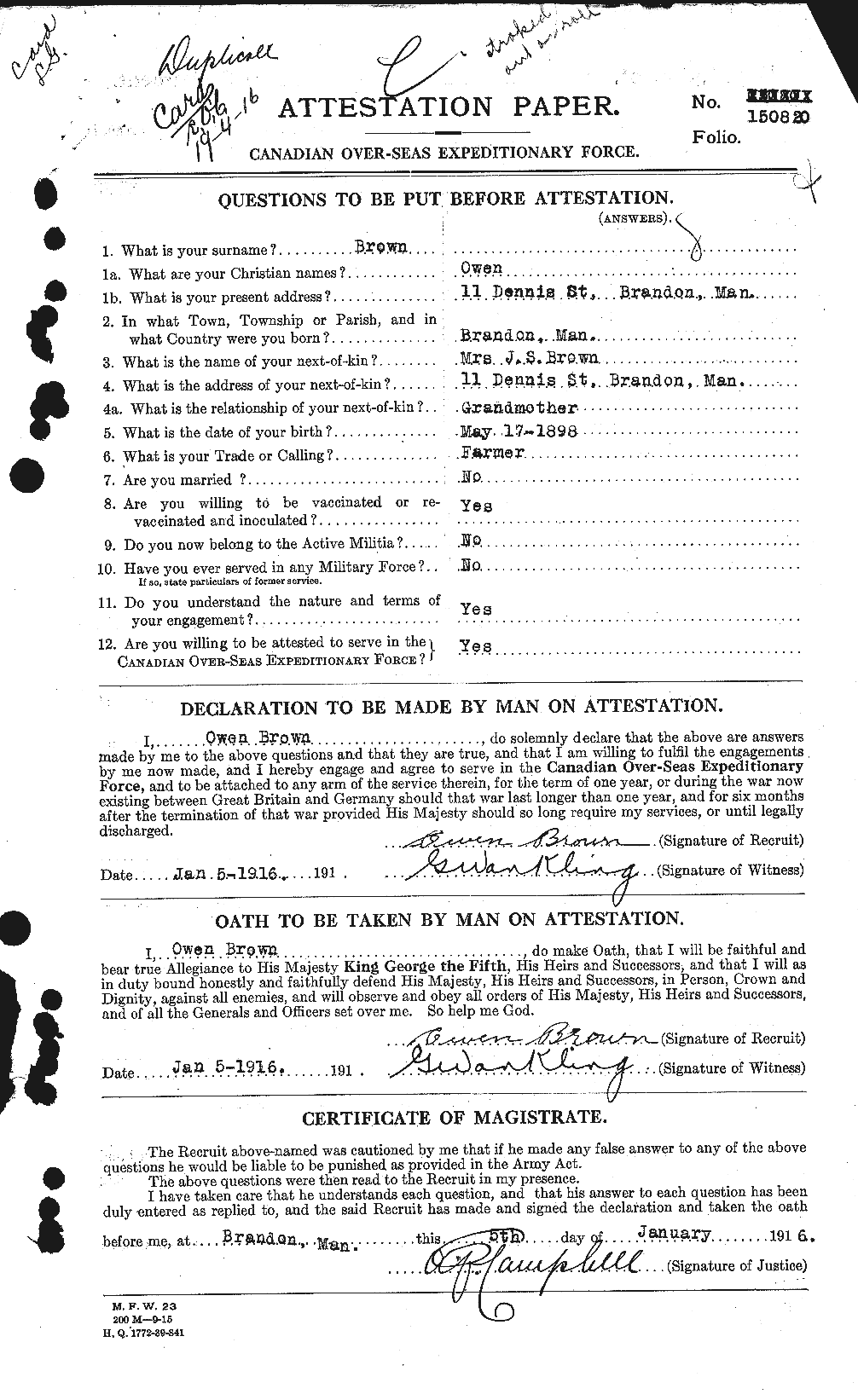 Personnel Records of the First World War - CEF 267147a