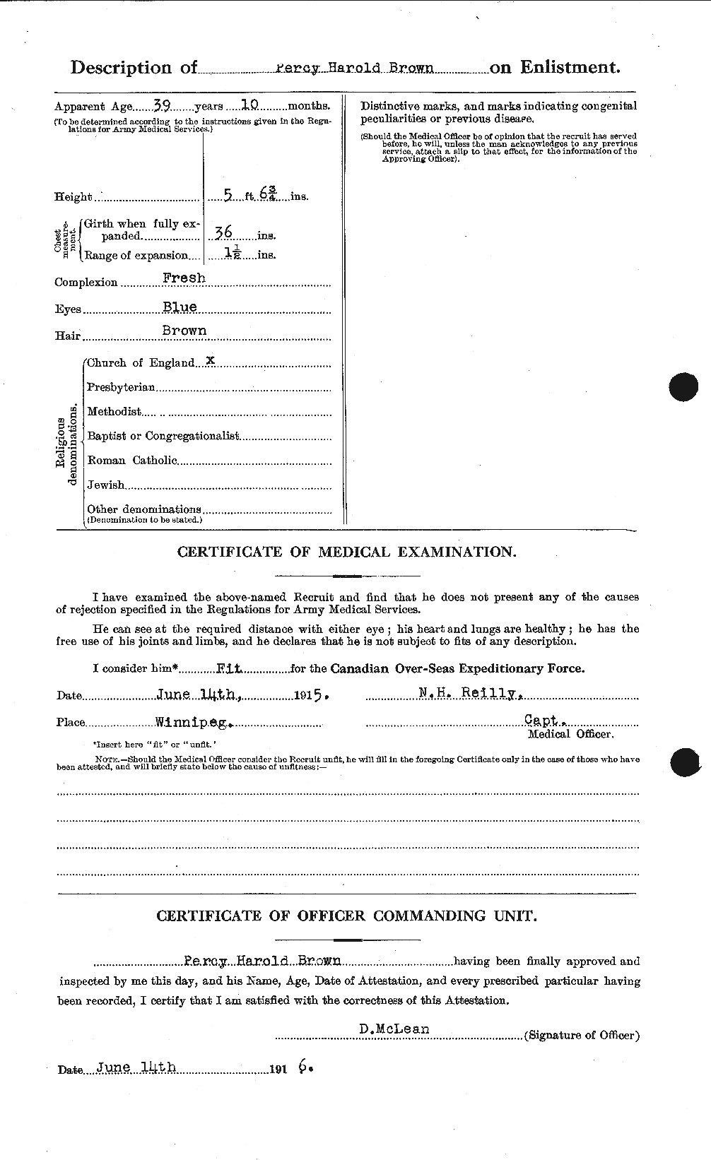 Dossiers du Personnel de la Première Guerre mondiale - CEC 267170b
