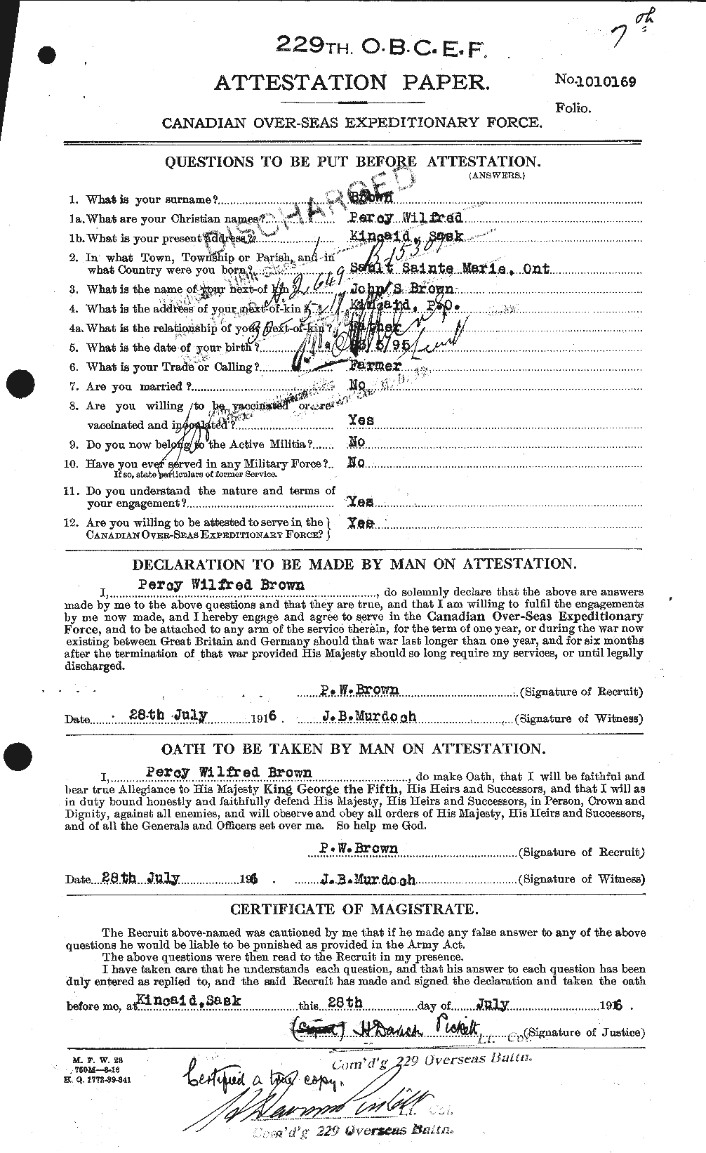 Personnel Records of the First World War - CEF 267182a