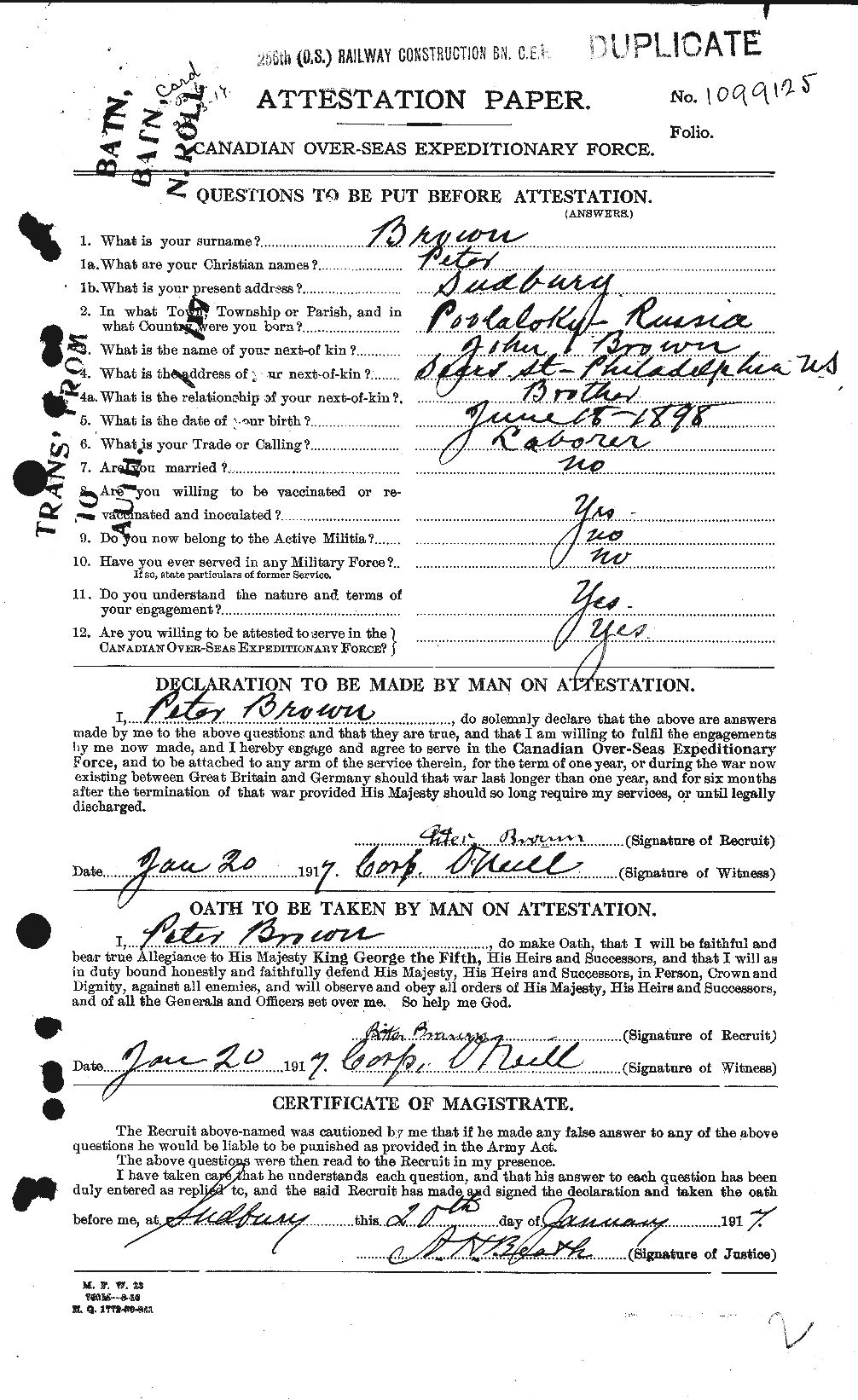 Personnel Records of the First World War - CEF 267190a