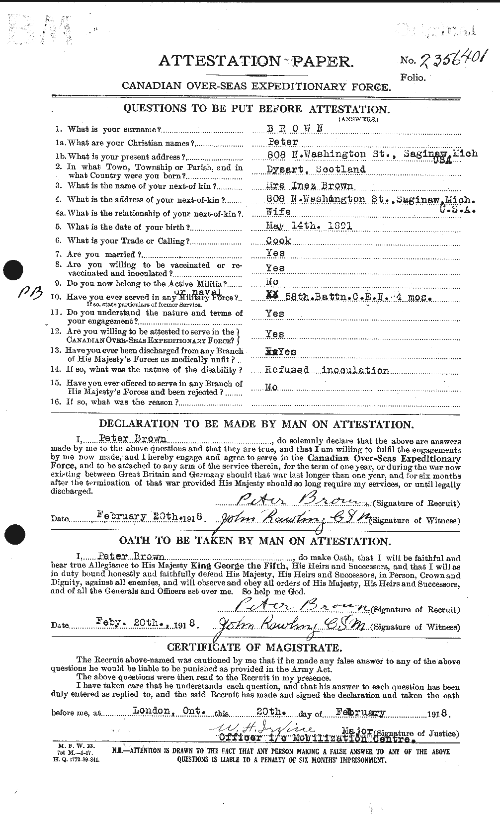 Personnel Records of the First World War - CEF 267198a
