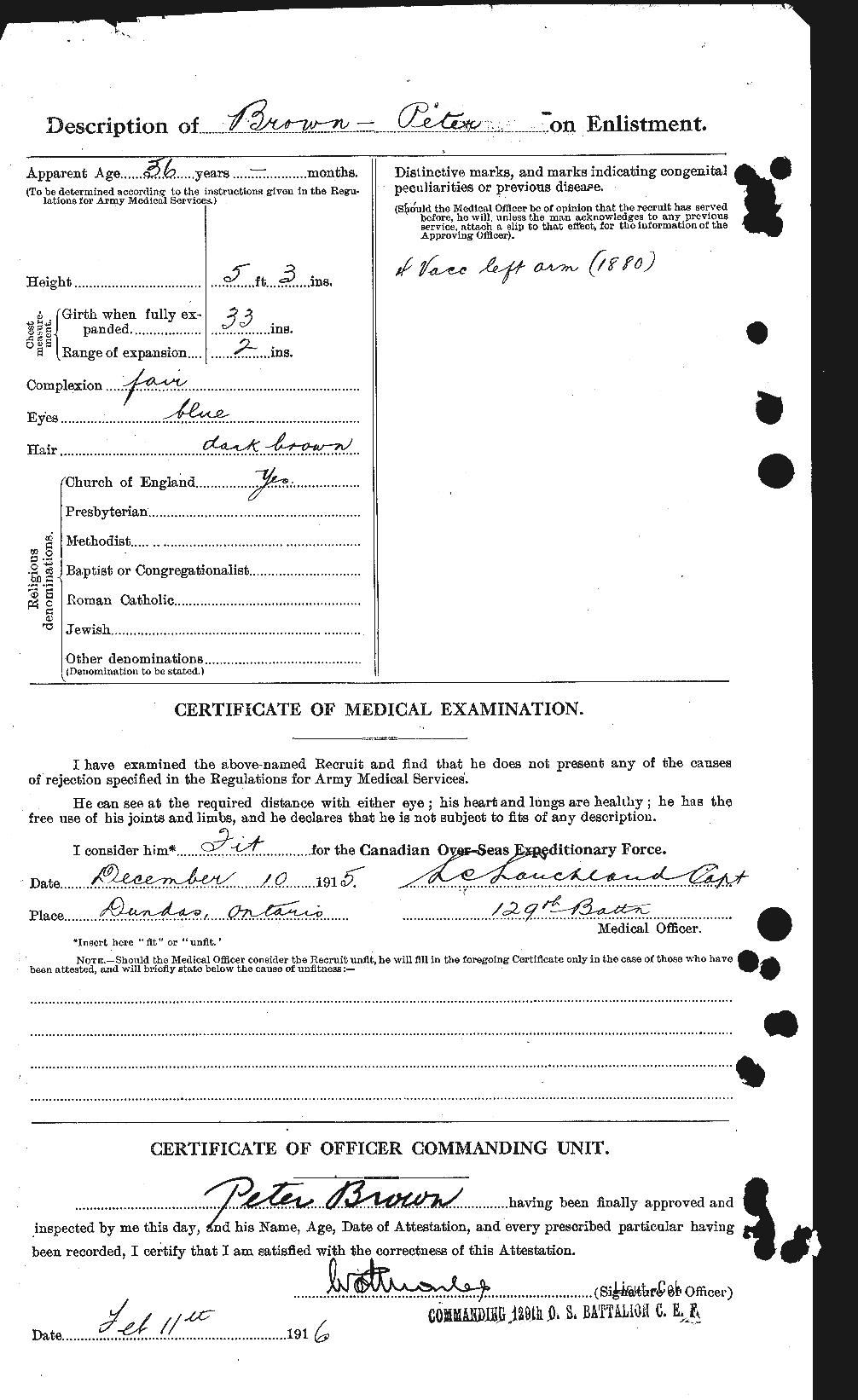 Dossiers du Personnel de la Première Guerre mondiale - CEC 267199b
