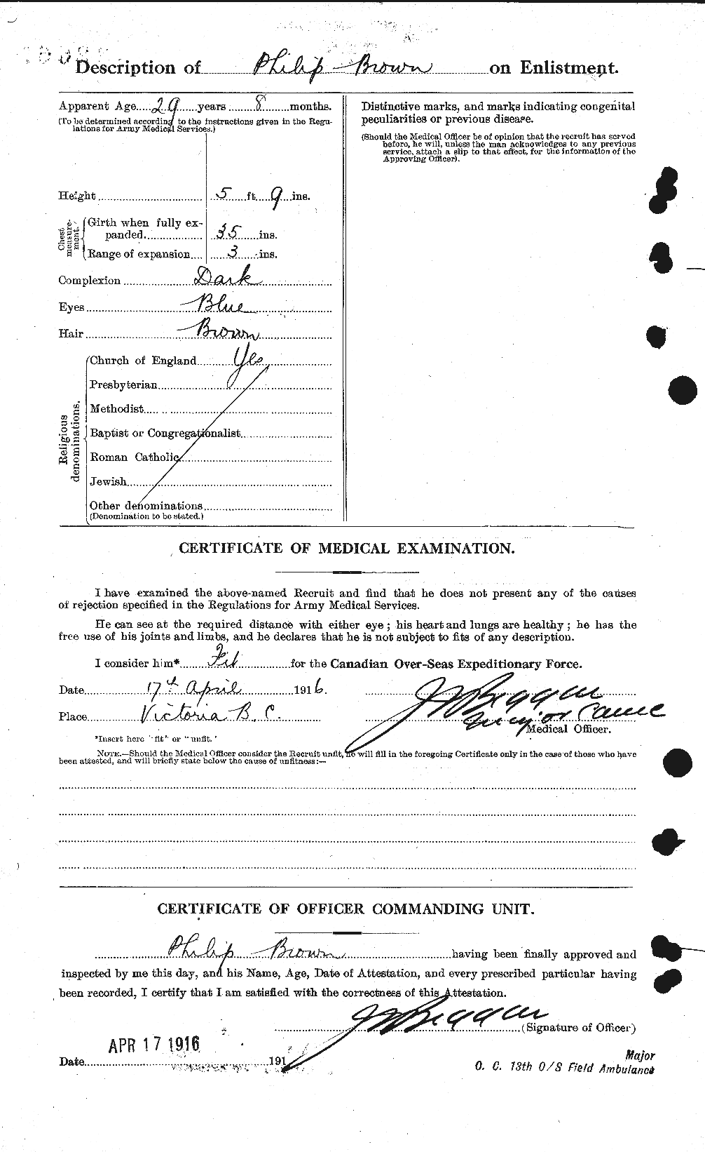 Dossiers du Personnel de la Première Guerre mondiale - CEC 267210b