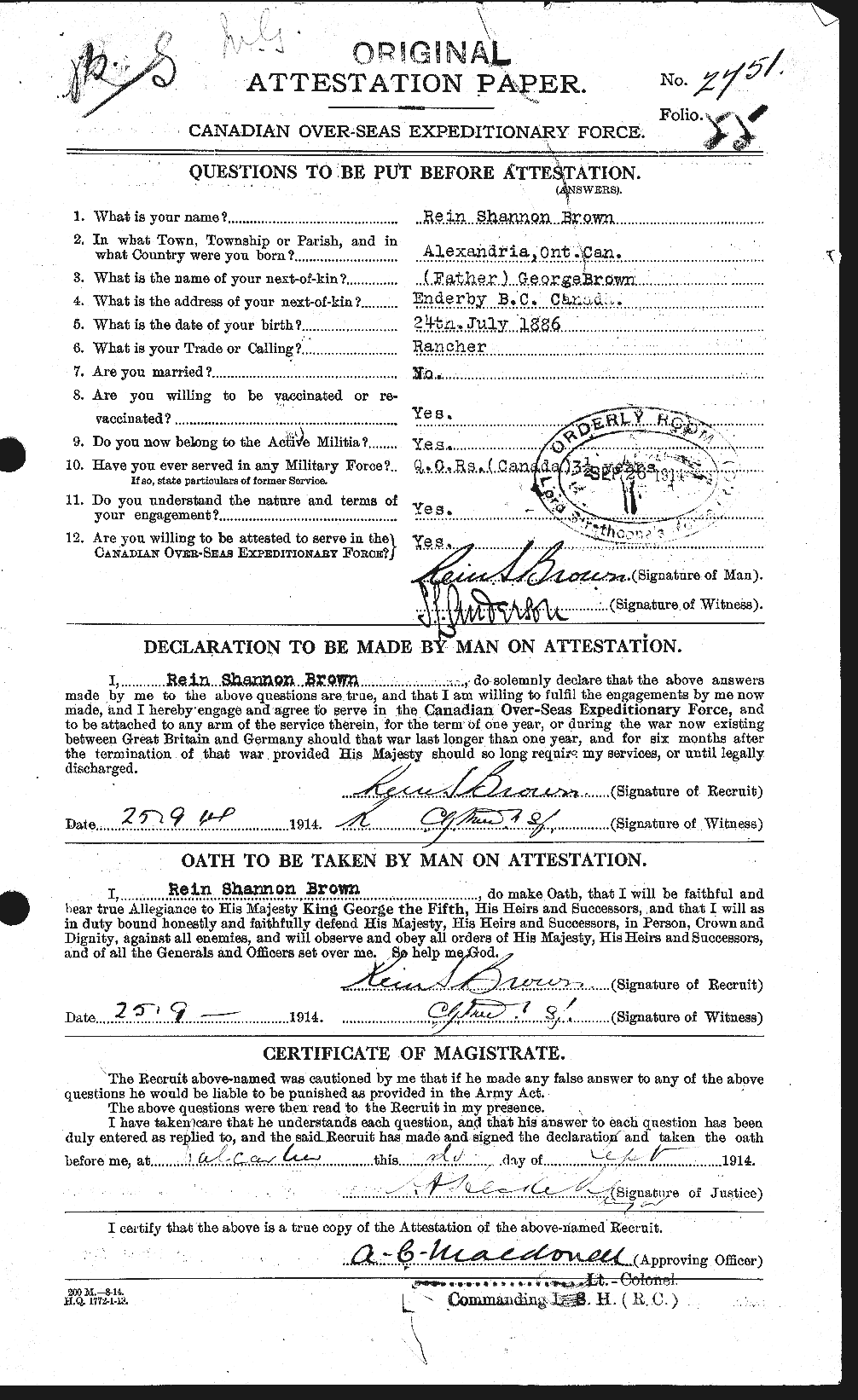 Personnel Records of the First World War - CEF 267256a