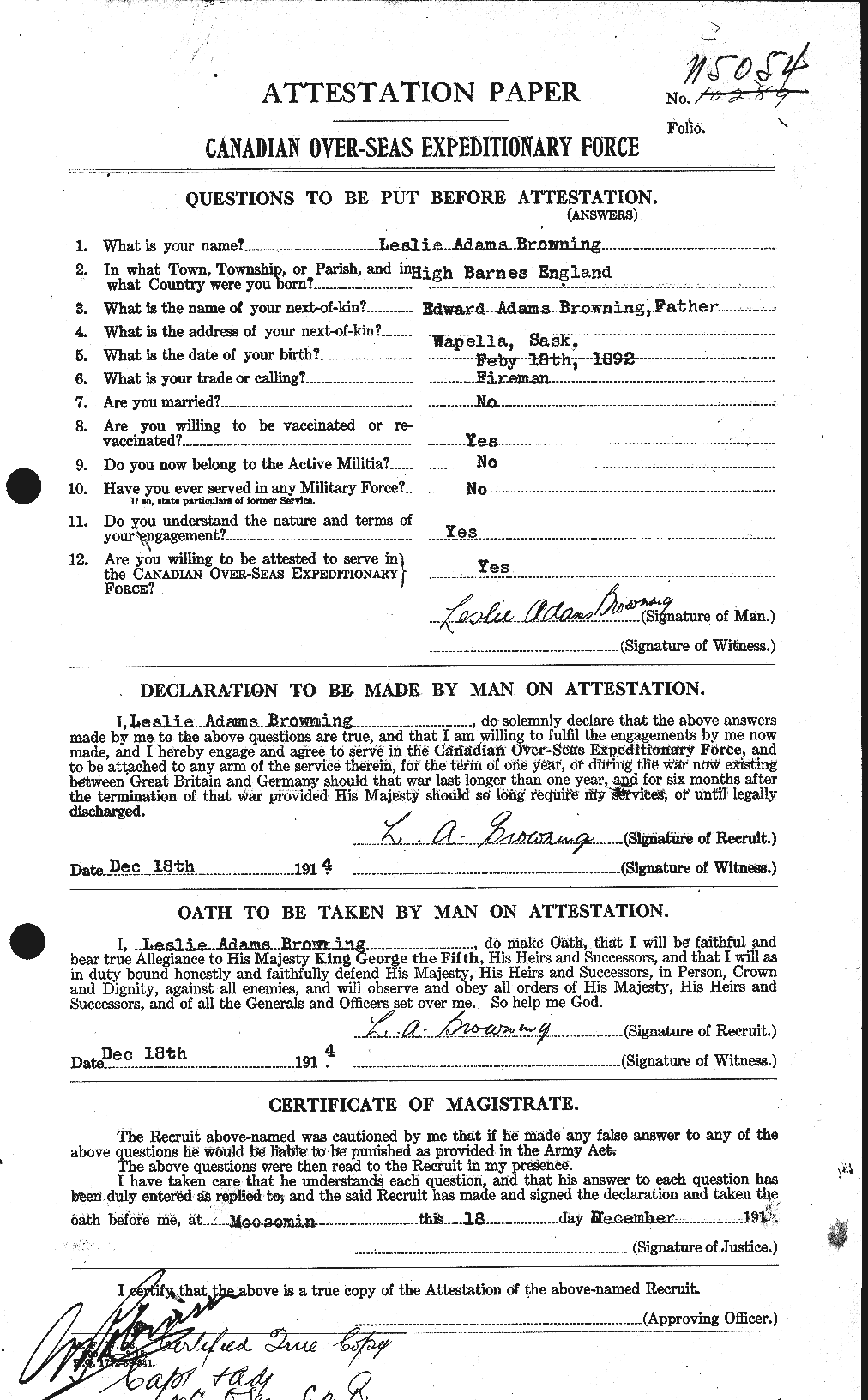 Personnel Records of the First World War - CEF 267516a