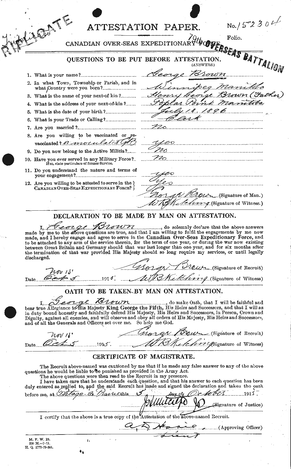 Personnel Records of the First World War - CEF 267861a