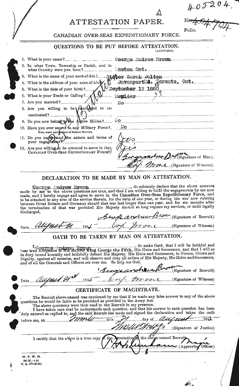 Personnel Records of the First World War - CEF 267883a