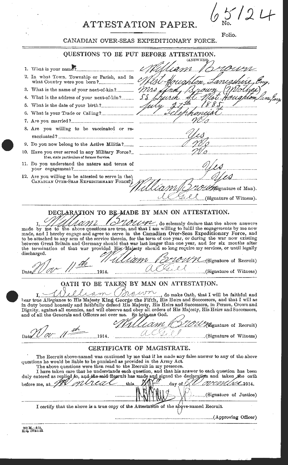 Personnel Records of the First World War - CEF 268073a