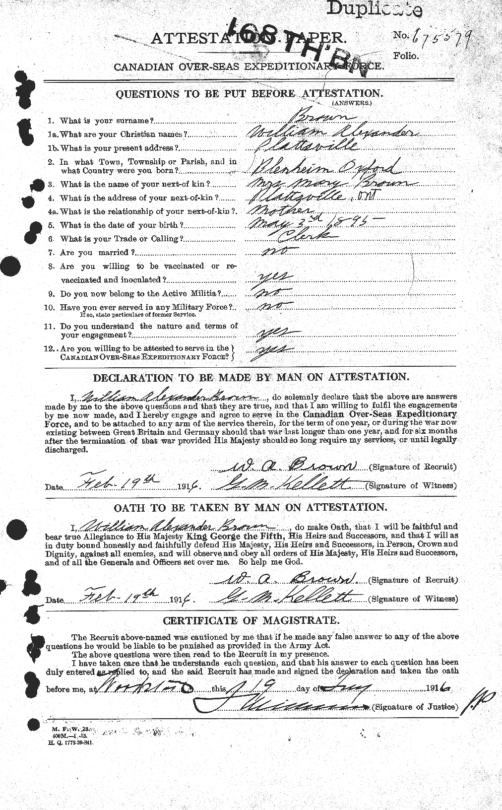 Personnel Records of the First World War - CEF 268213a