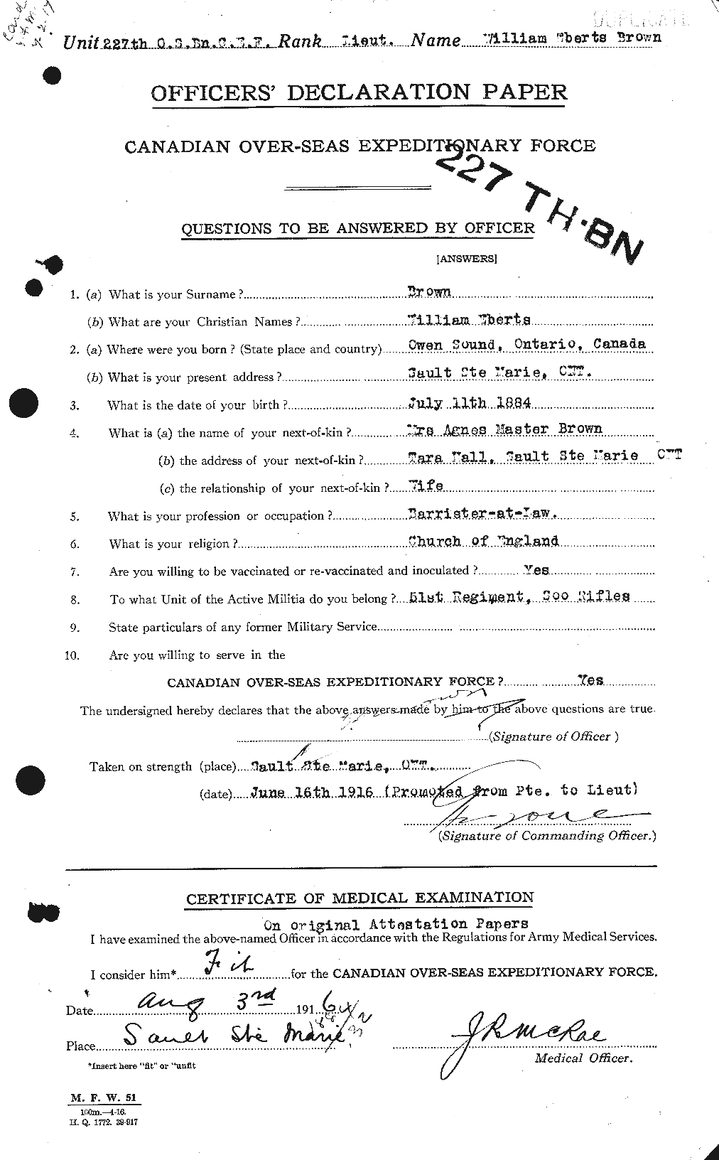 Dossiers du Personnel de la Première Guerre mondiale - CEC 268255a