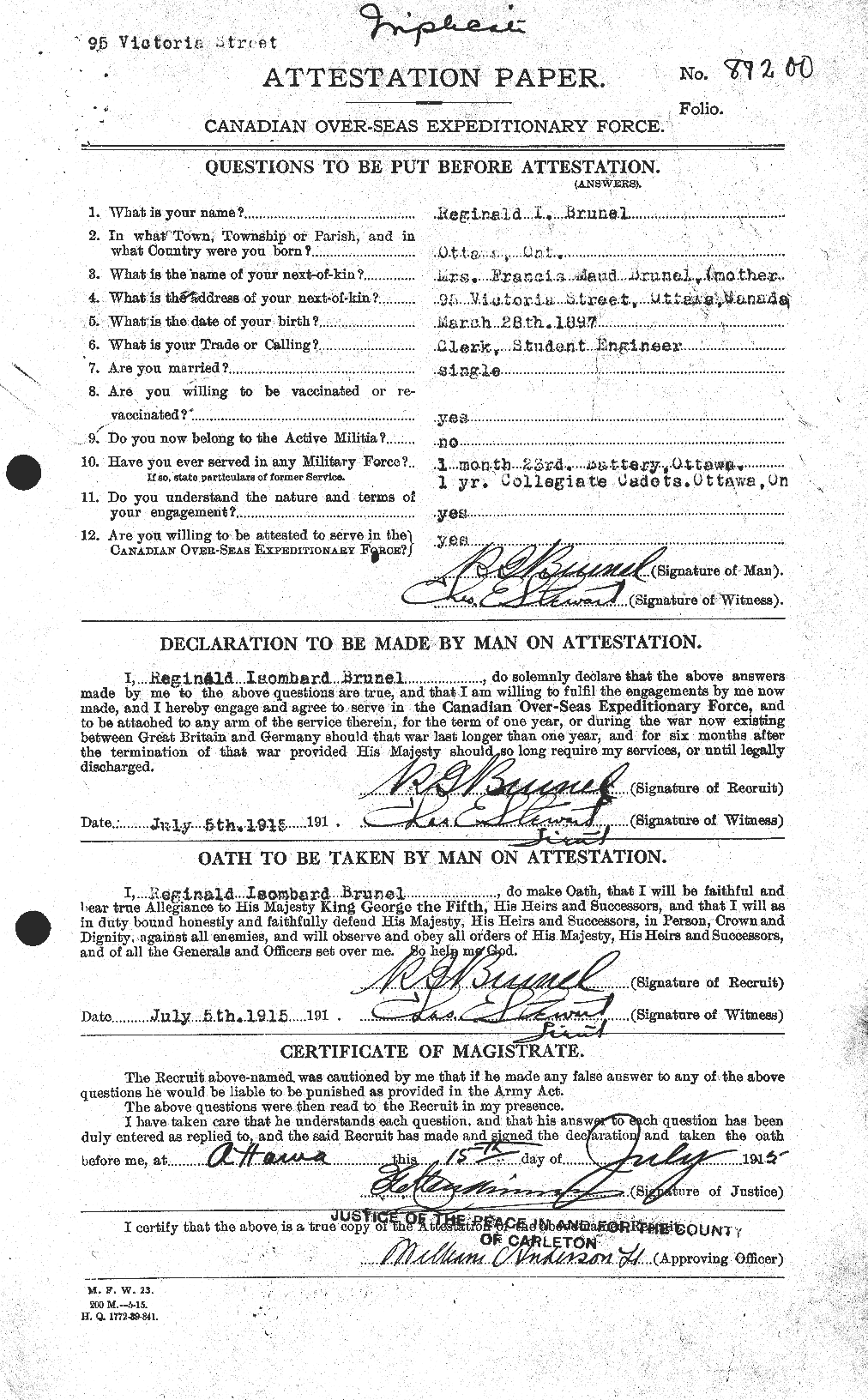 Personnel Records of the First World War - CEF 268337a
