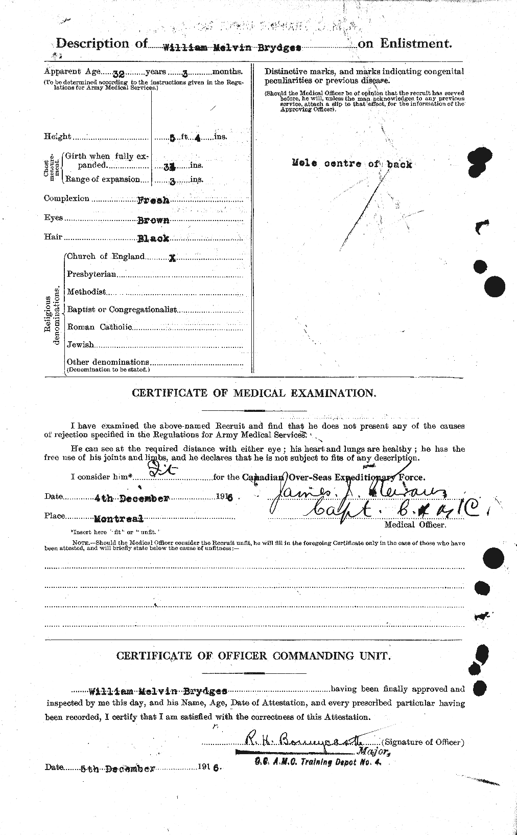 Dossiers du Personnel de la Première Guerre mondiale - CEC 268822b
