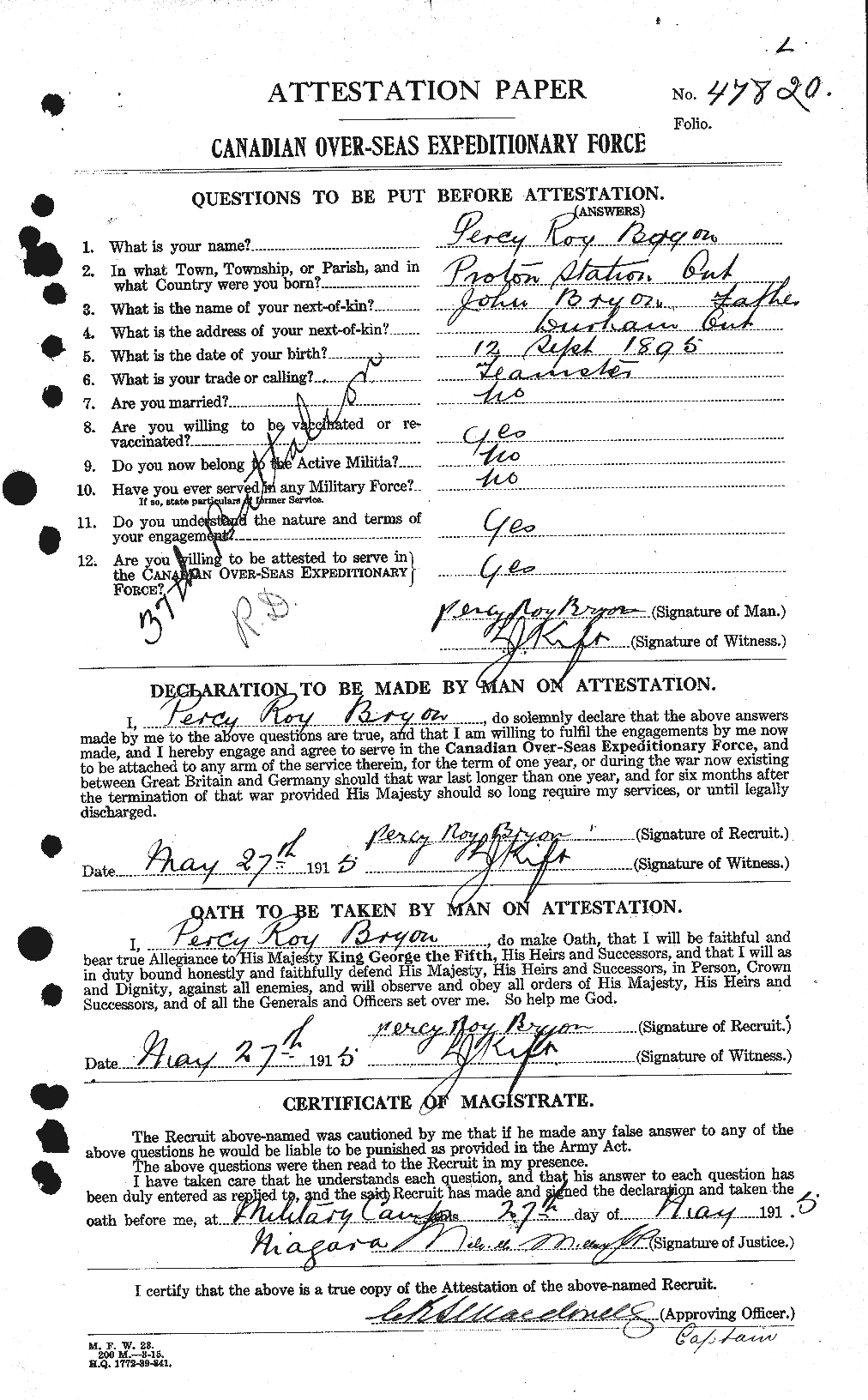 Personnel Records of the First World War - CEF 268900a