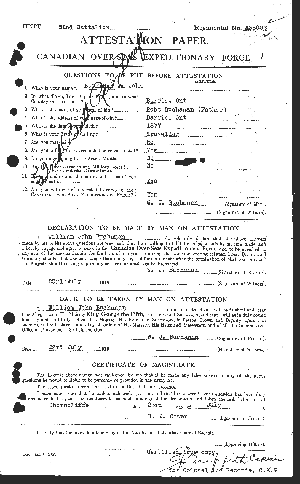 Personnel Records of the First World War - CEF 269192a