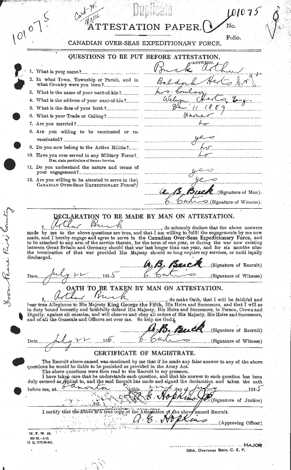 Personnel Records of the First World War - CEF 269250a