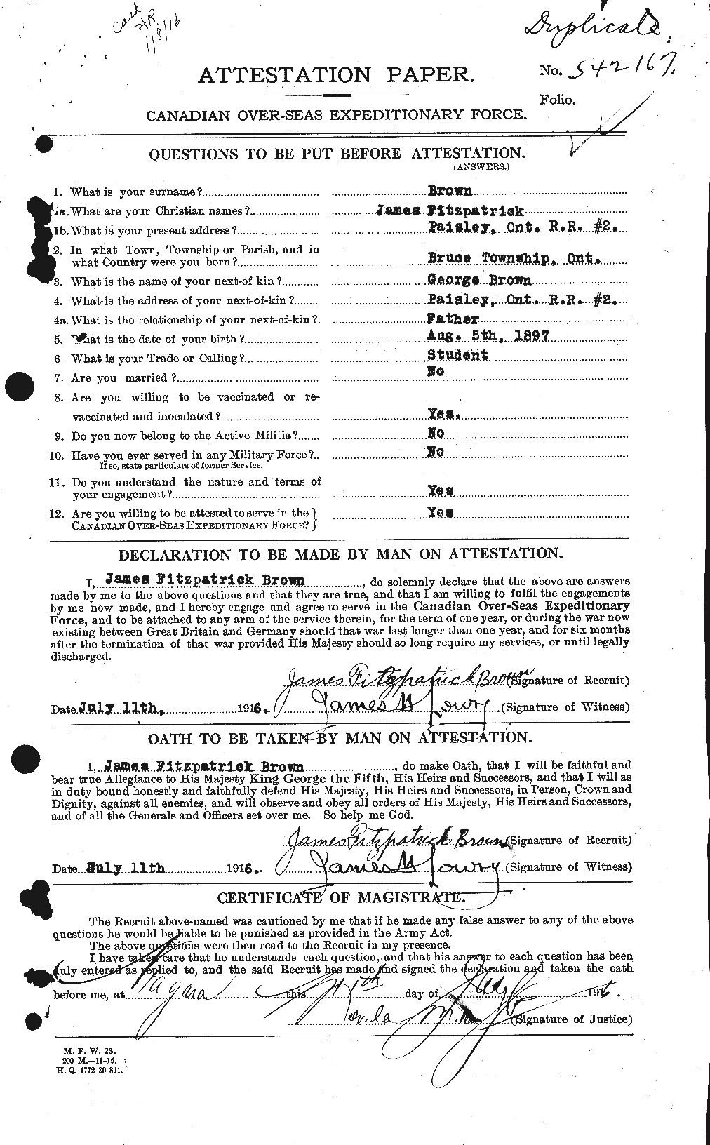 Personnel Records of the First World War - CEF 269526a