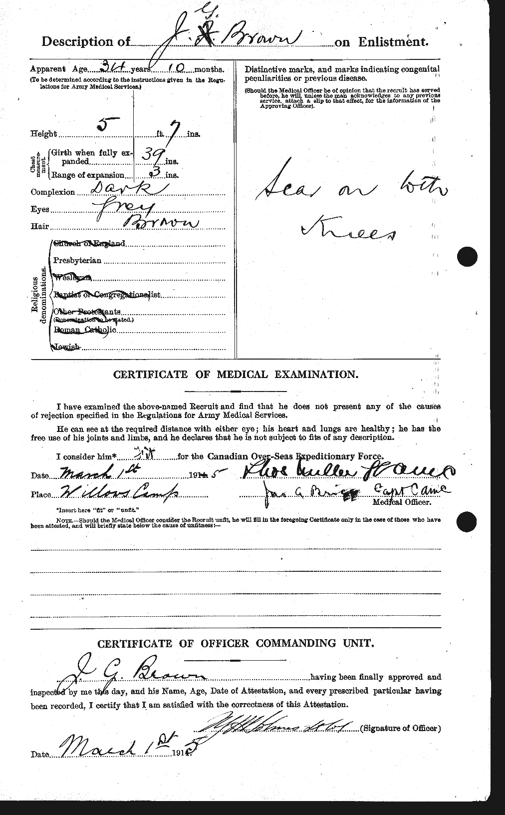 Dossiers du Personnel de la Première Guerre mondiale - CEC 269535b