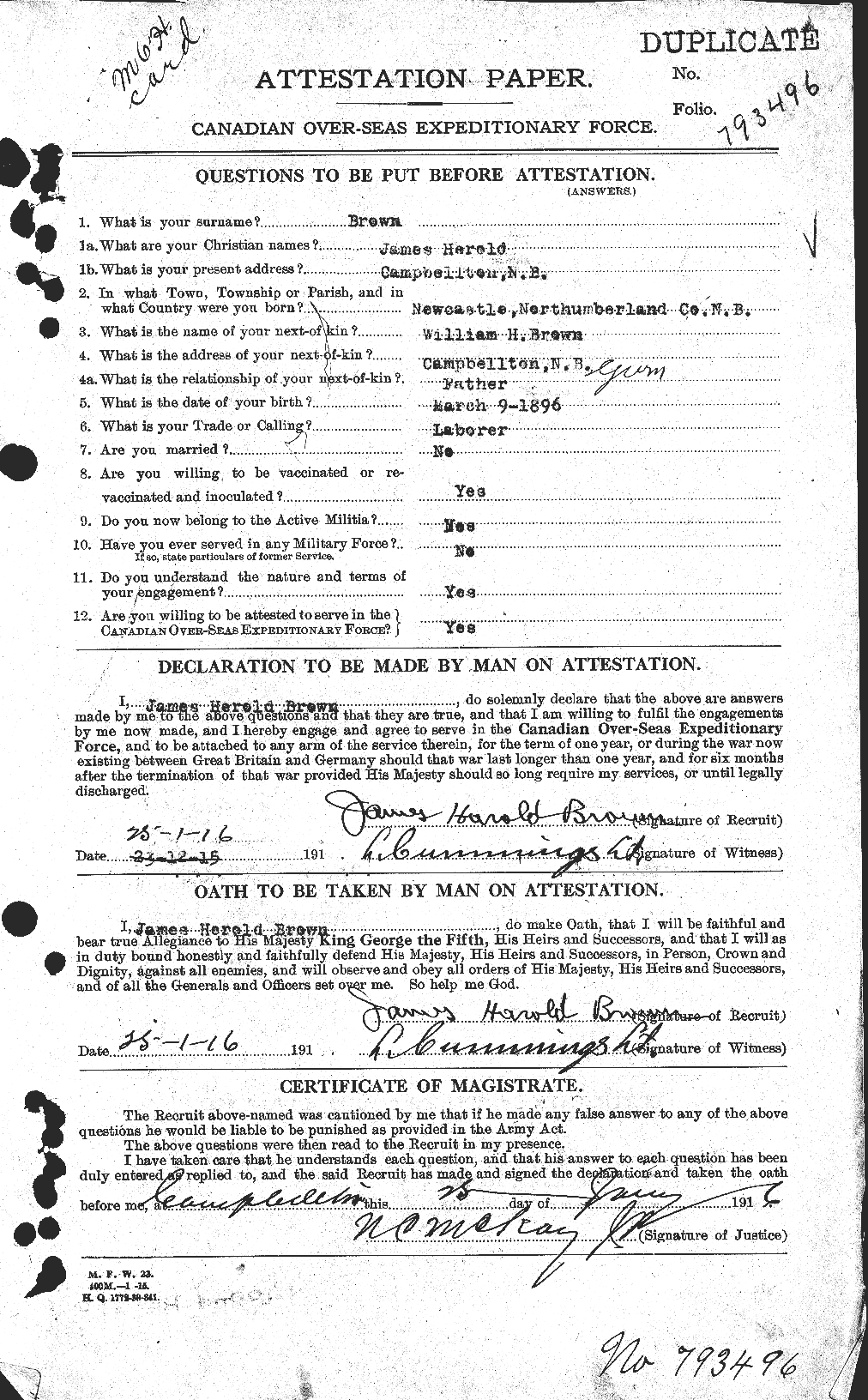 Personnel Records of the First World War - CEF 269541a