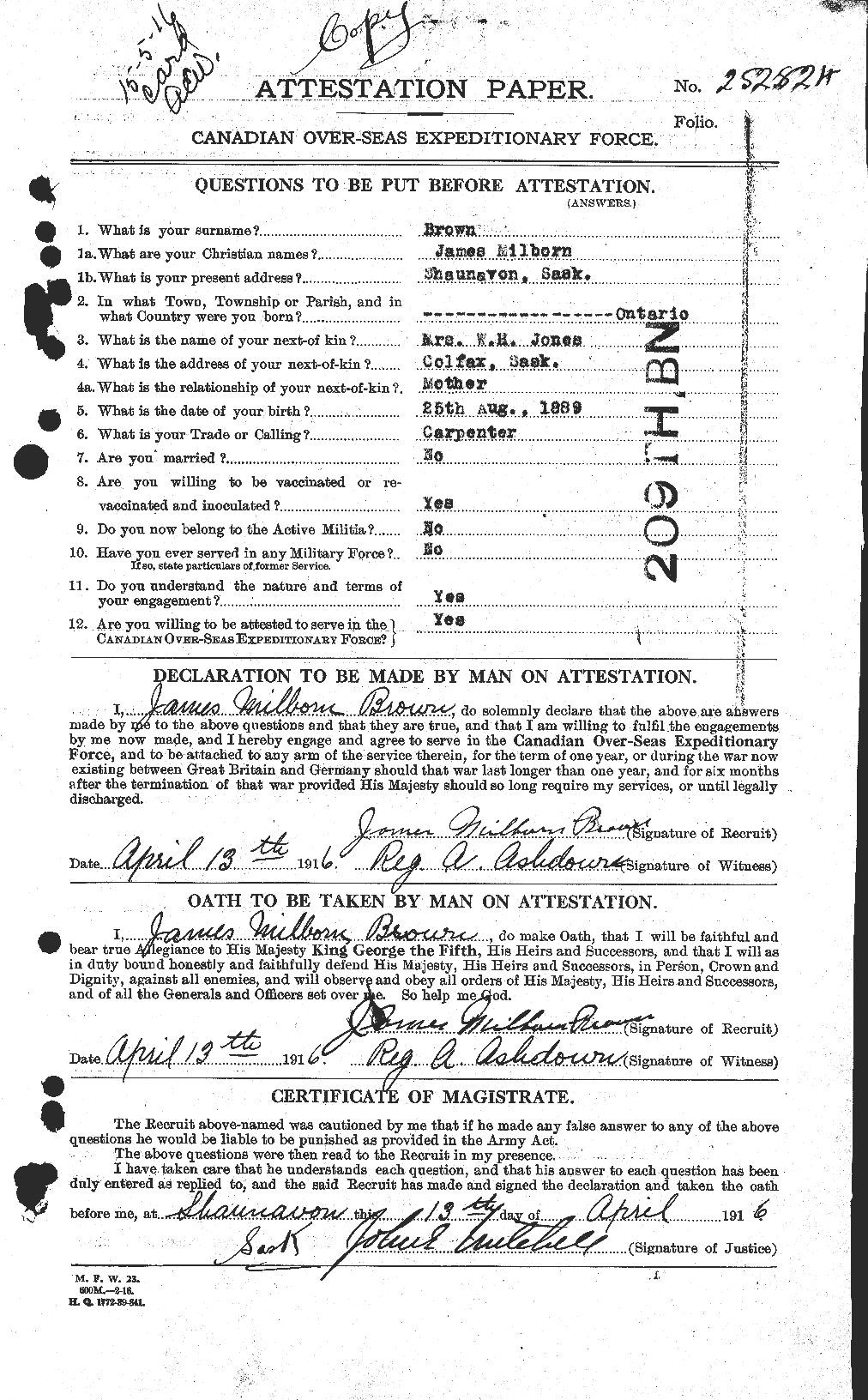 Personnel Records of the First World War - CEF 269557a