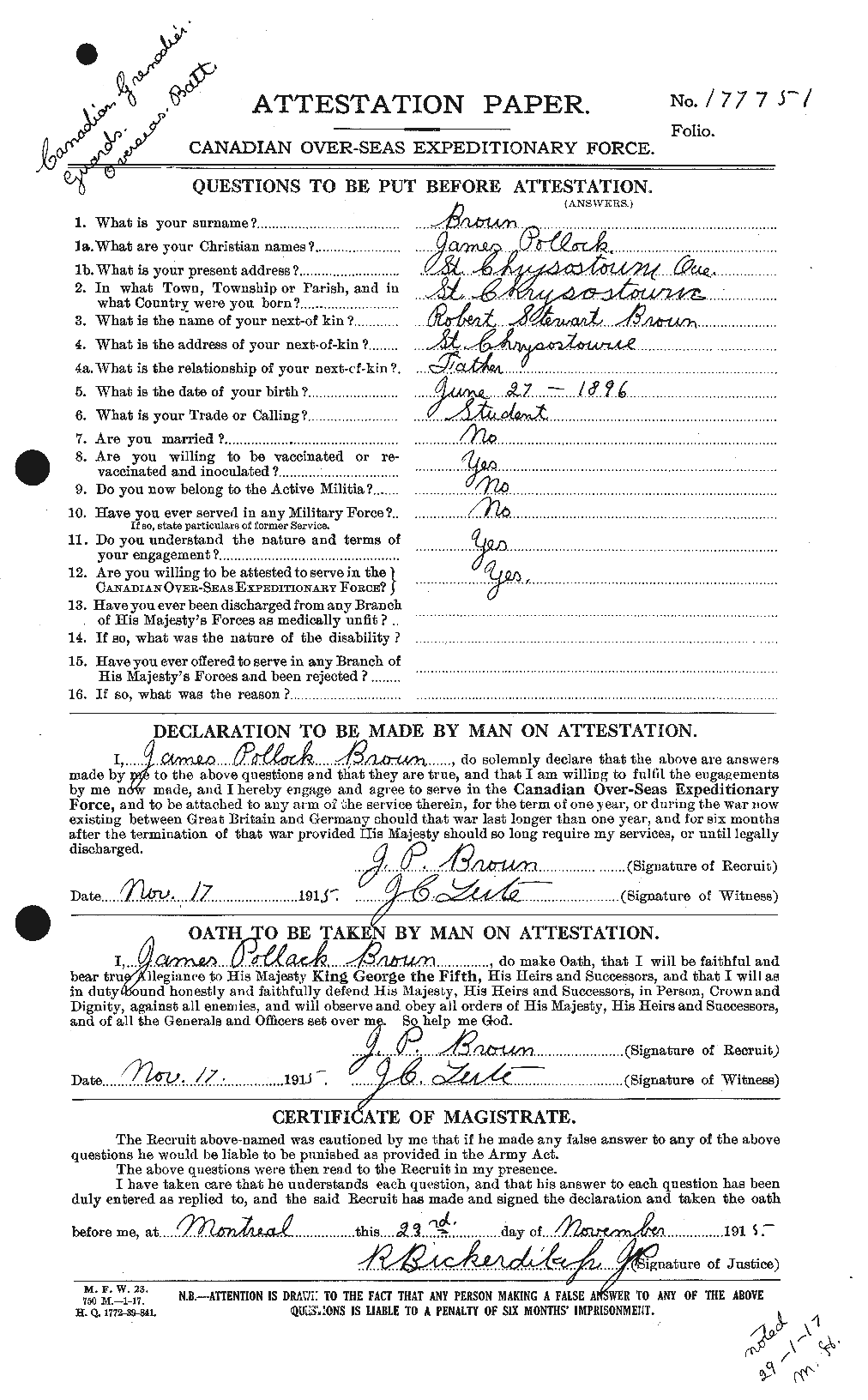 Personnel Records of the First World War - CEF 269570a