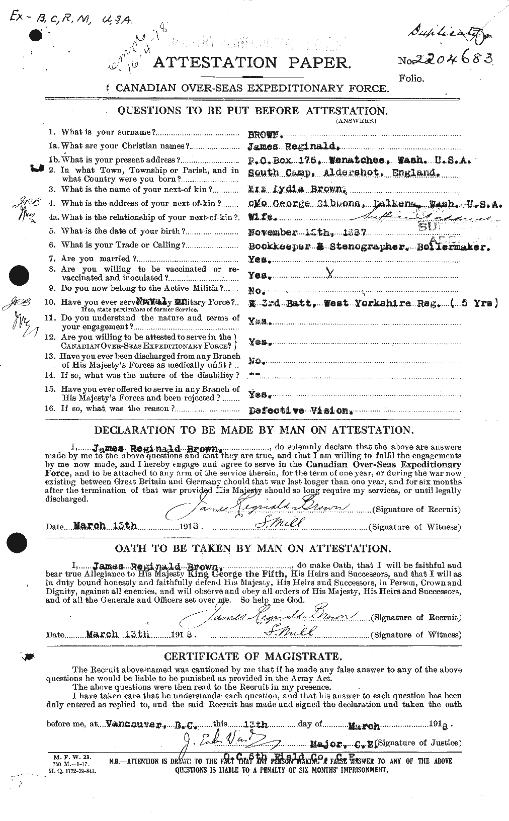Personnel Records of the First World War - CEF 269577a